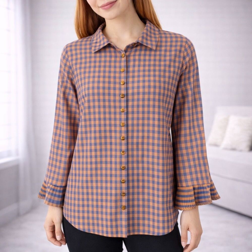 Tov Los Angeles Gingham Long Sleeve Top 42